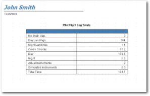 pilot flight totals